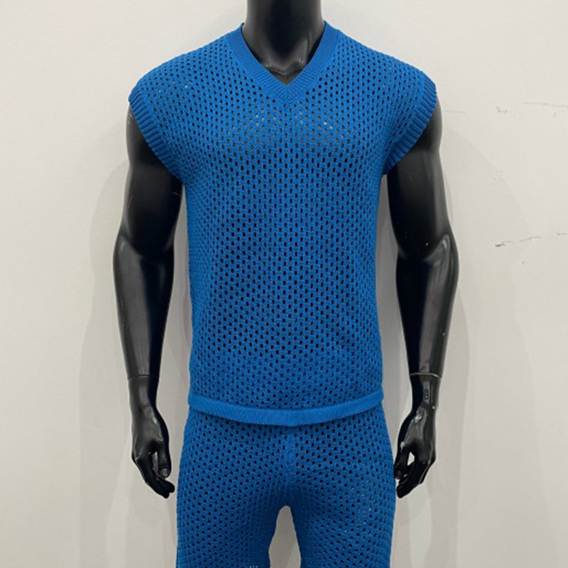 🔥HOT SALE🔥Men's Casual Hollow Out Tank ＆ Shorts 2-Piece Set