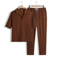 Men's 2 Pieces Short Sleeve V-Neck Top & Pants Sets