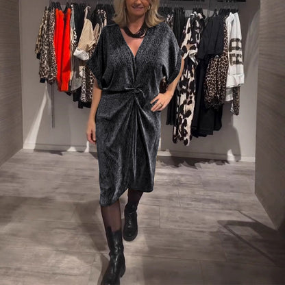 ✨ 2025 New Women's Stylish V-Neck Glitter Midi Dress