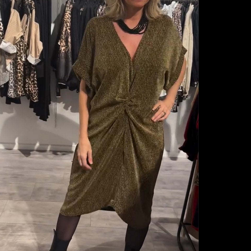 ✨ 2025 New Women's Stylish V-Neck Glitter Midi Dress