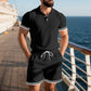 Men's Casual Lapel Short Sleeve Top & Shorts Two-Piece Set