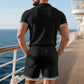 Men's Casual Lapel Short Sleeve Top & Shorts Two-Piece Set