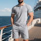 Men's Casual Lapel Short Sleeve Top & Shorts Two-Piece Set