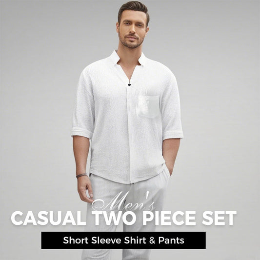 🌿💧Men's Trendy Cotton Linen Top & Pants Two-Piece Set