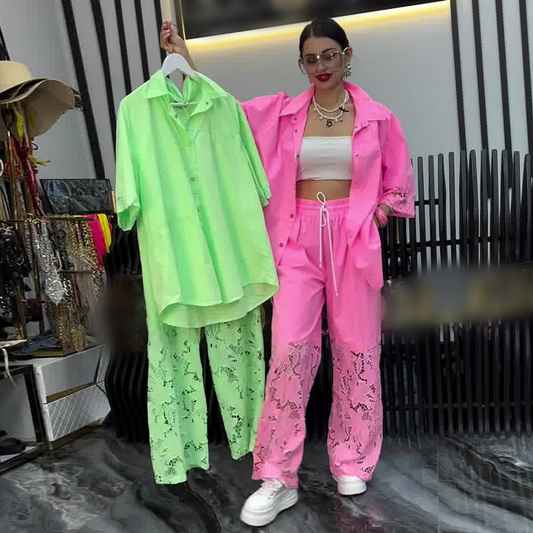 🌈Women's Button-Down Shirt & Pants 2-Piece Set