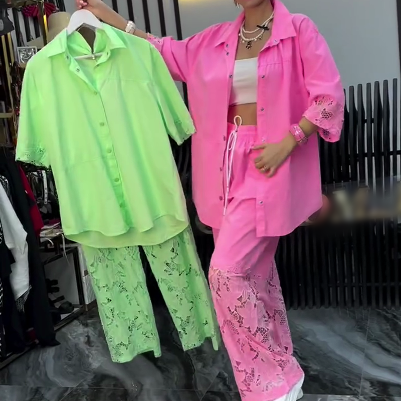 🌈Women's Button-Down Shirt & Pants 2-Piece Set