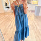 🌞👗 2025 Summer Must Have! A halter denim dress that's easy to wear for airy chic!