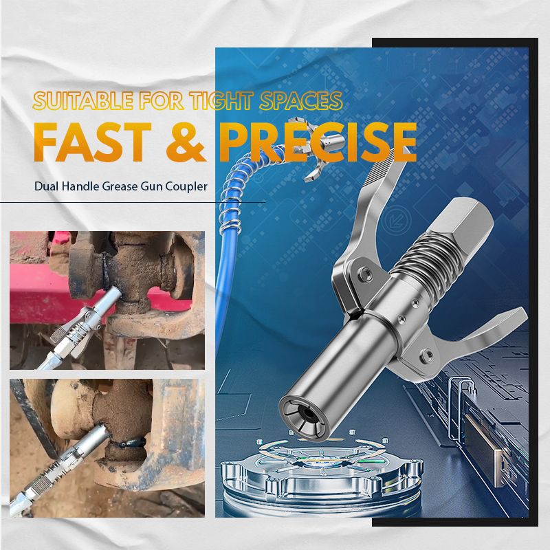 🔩 BUY 2 GET 1 FREE!High Pressure Dual Handle Grease Gun Coupler