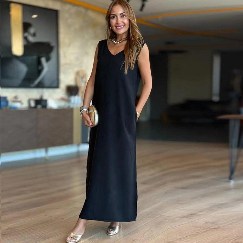 💕Women’s Elegant V-Neck Sleeveless Dress