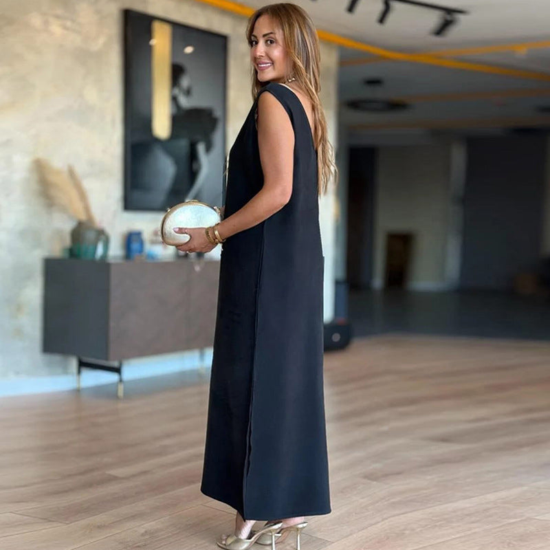 💕Women’s Elegant V-Neck Sleeveless Dress