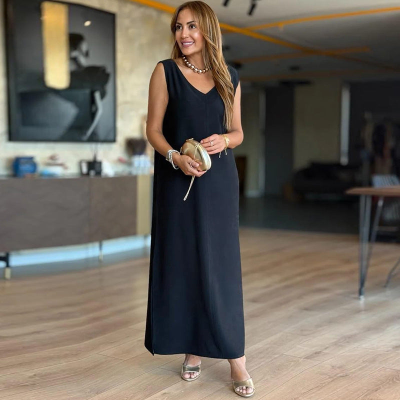 💕Women’s Elegant V-Neck Sleeveless Dress