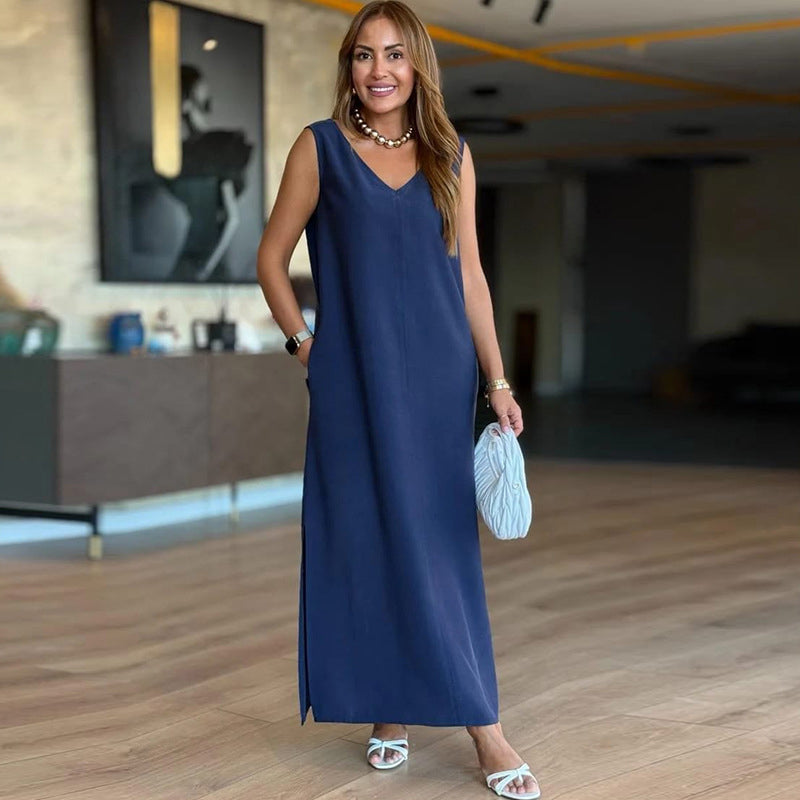 💕Women’s Elegant V-Neck Sleeveless Dress