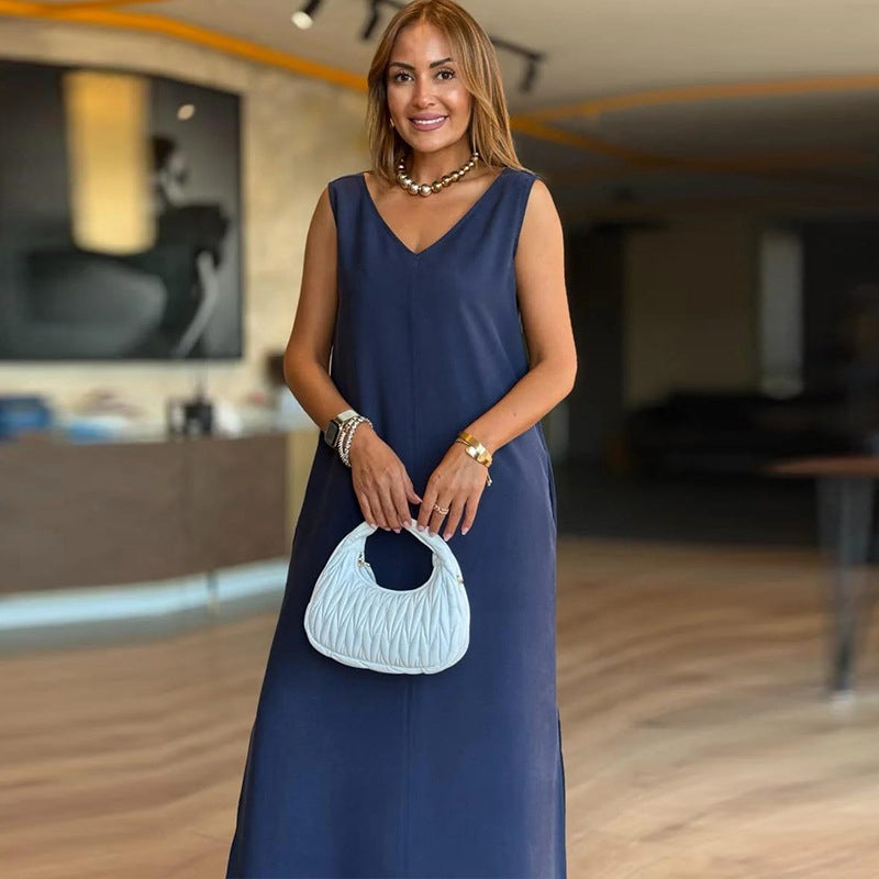 💕Women’s Elegant V-Neck Sleeveless Dress