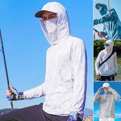 Men's Breathable UV Protection Hoodie with Face Mask