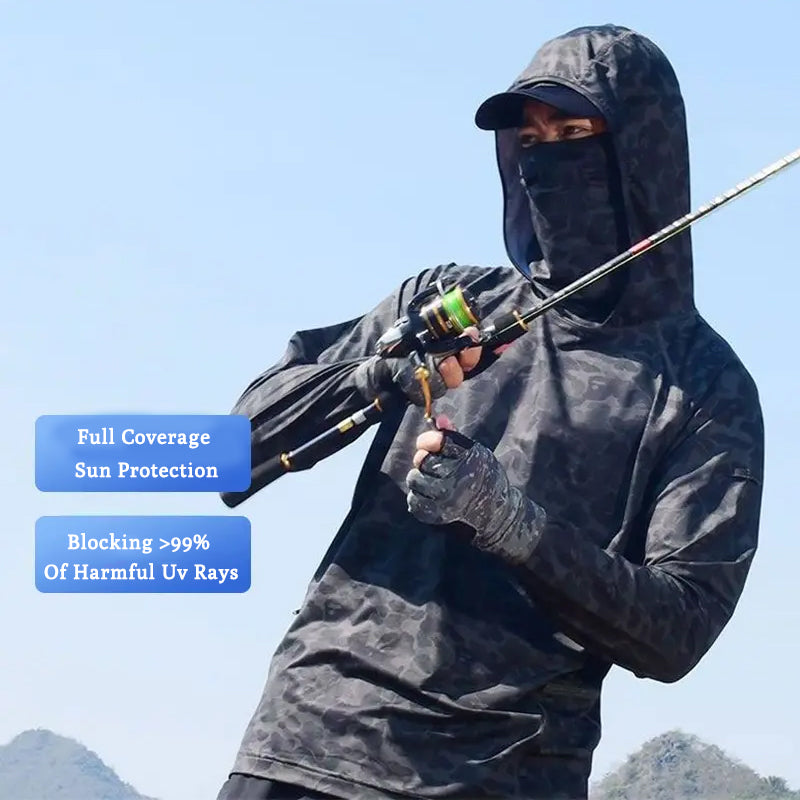 Men's Breathable UV Protection Hoodie with Face Mask