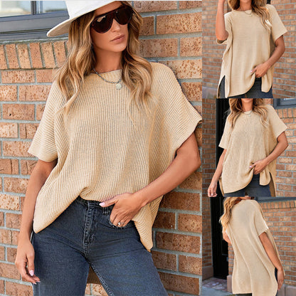 Women's Loose Fit Short Sleeve Knit Top