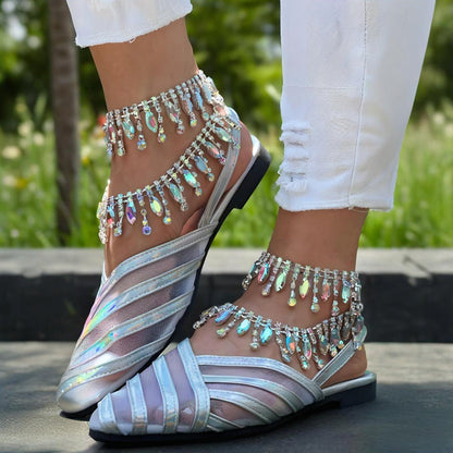 ✨Mesh Sandals with Rhinestone Anklets - Hot Sale 40% OFF🔥