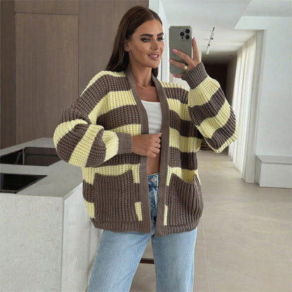 ⏳OFF-Season Sales 40% OFF⏰Women's Stylish Striped Open Front Sweater