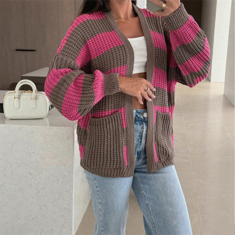 ⏳OFF-Season Sales 40% OFF⏰Women's Stylish Striped Open Front Sweater