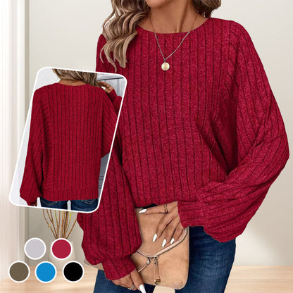 🍁Early Autumn Sale 50% OFF🍂Women's Ribbed Loose-Fit Pullover Tops
