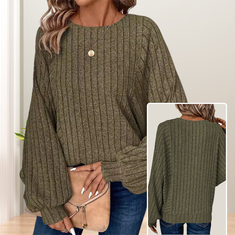 🍁Early Autumn Sale 50% OFF🍂Women's Ribbed Loose-Fit Pullover Tops