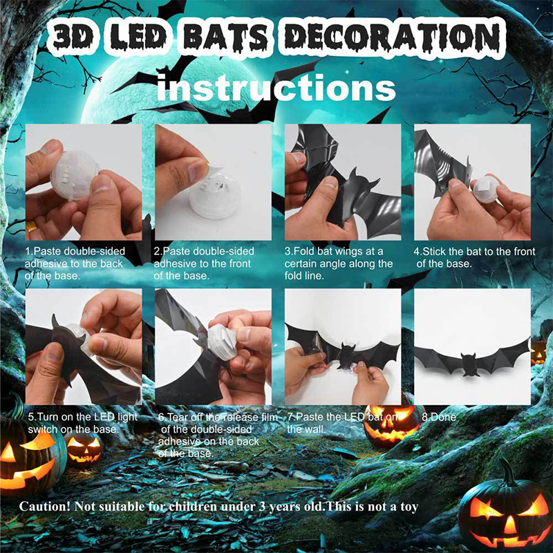 🦇 Halloween Decoration: 3D LED Bat-Shaped Wall Light