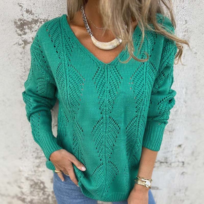 Reversible Hollow Pattern V-Neck Sweater