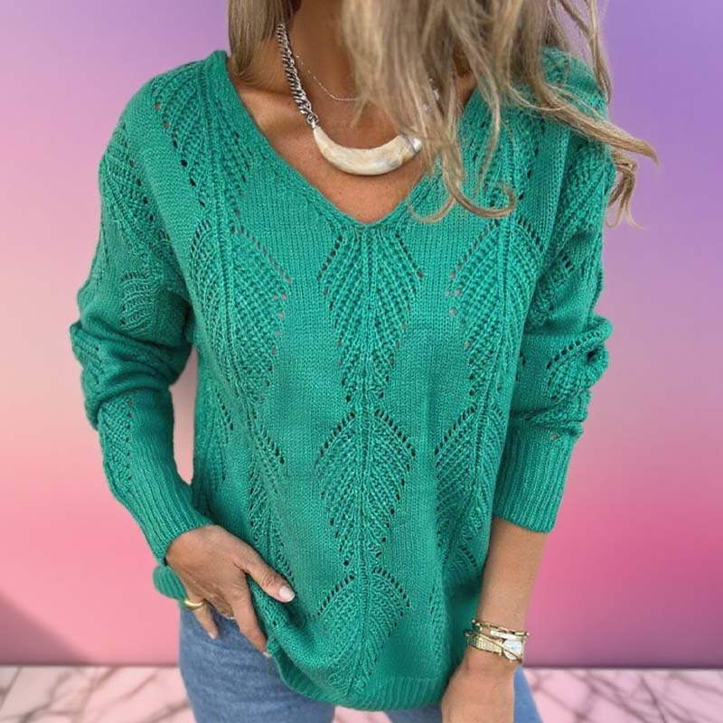 Reversible Hollow Pattern V-Neck Sweater