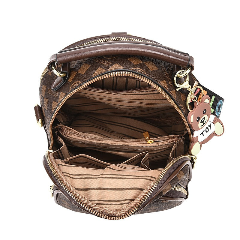Fashion Diamond-Pattern Print Mini Backpack