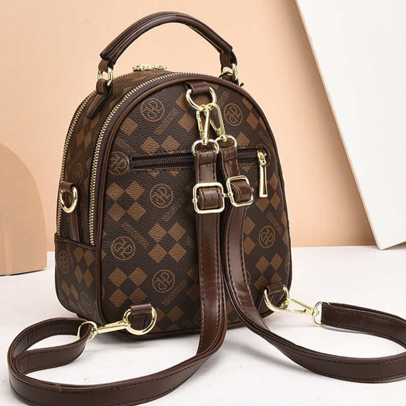 Fashion Diamond-Pattern Print Mini Backpack
