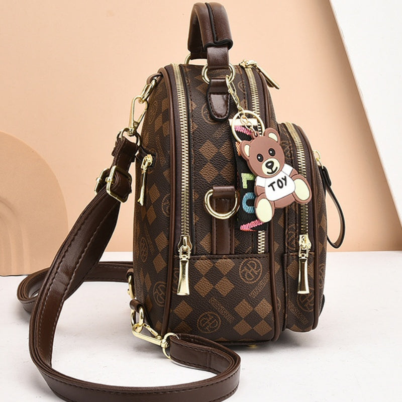 Fashion Diamond-Pattern Print Mini Backpack