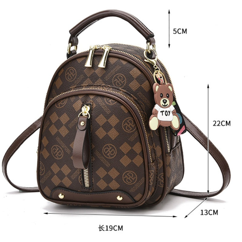 Fashion Diamond-Pattern Print Mini Backpack