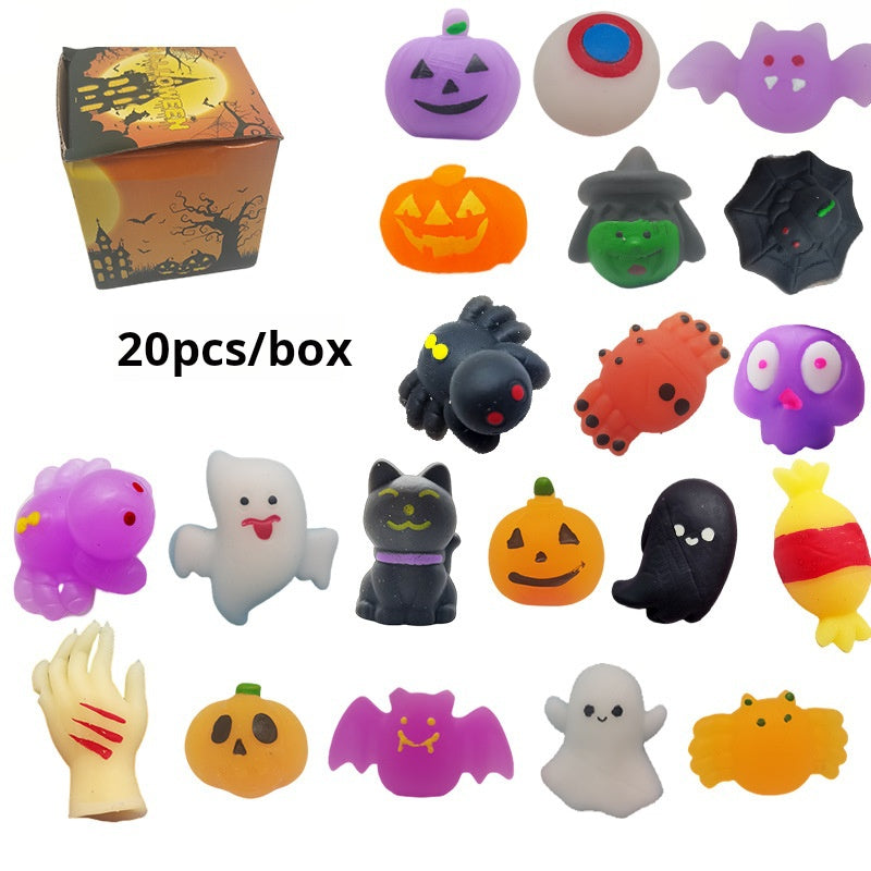 Halloween Squishies Stress Relief Toy Set, Classic Pumpkin/Ghost/Bat Shapes, Super Soft TPR Material with Elastic Squeeze Feel, Washable & Durable, Assorted 24 pcs for Party Favors, Classroom Rewards & Trick-or-Treat