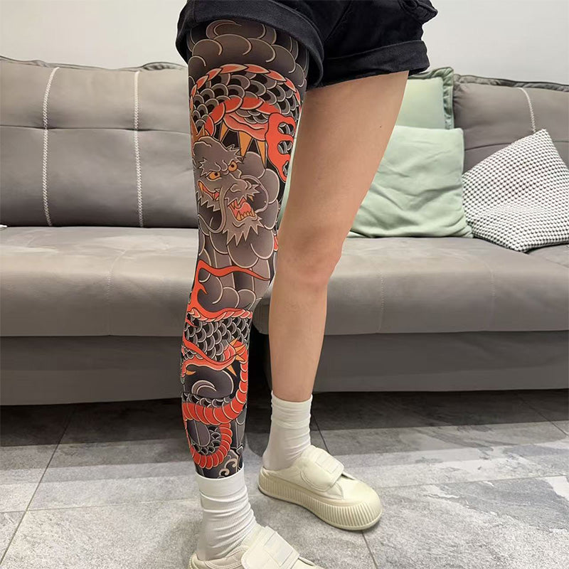 🔥Thrilling Experience Without Harm🔥Stretchy Tattoo-Print Leg Sleeve