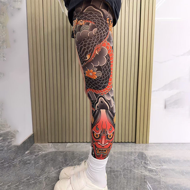🔥Thrilling Experience Without Harm🔥Stretchy Tattoo-Print Leg Sleeve