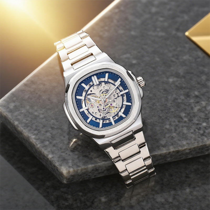 🔥Men’s Stylish Skeleton Dial Business Watch