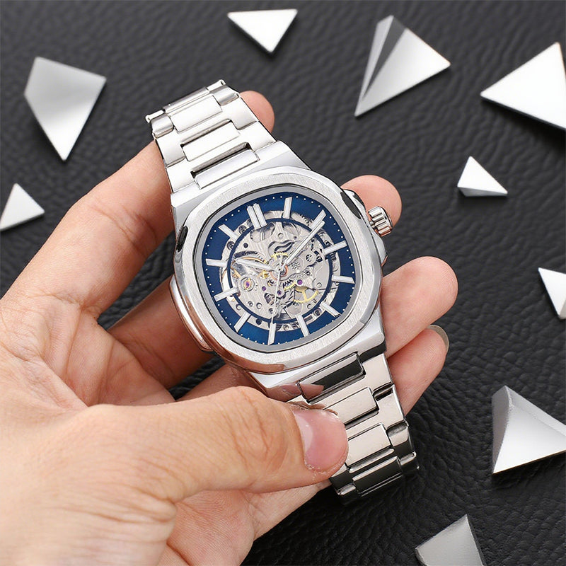 🔥Men’s Stylish Skeleton Dial Business Watch