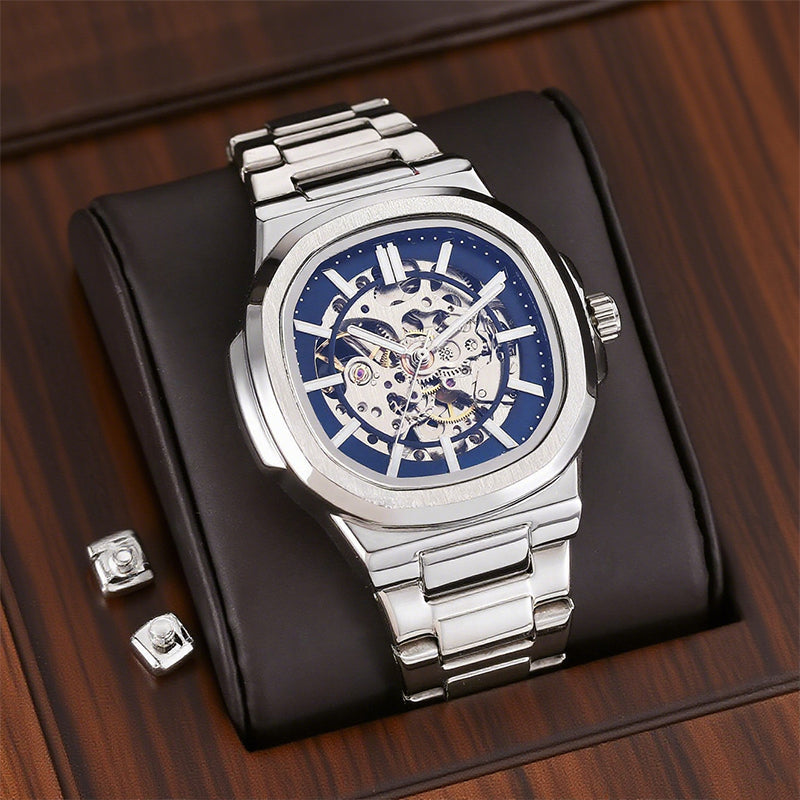 🔥Men’s Stylish Skeleton Dial Business Watch