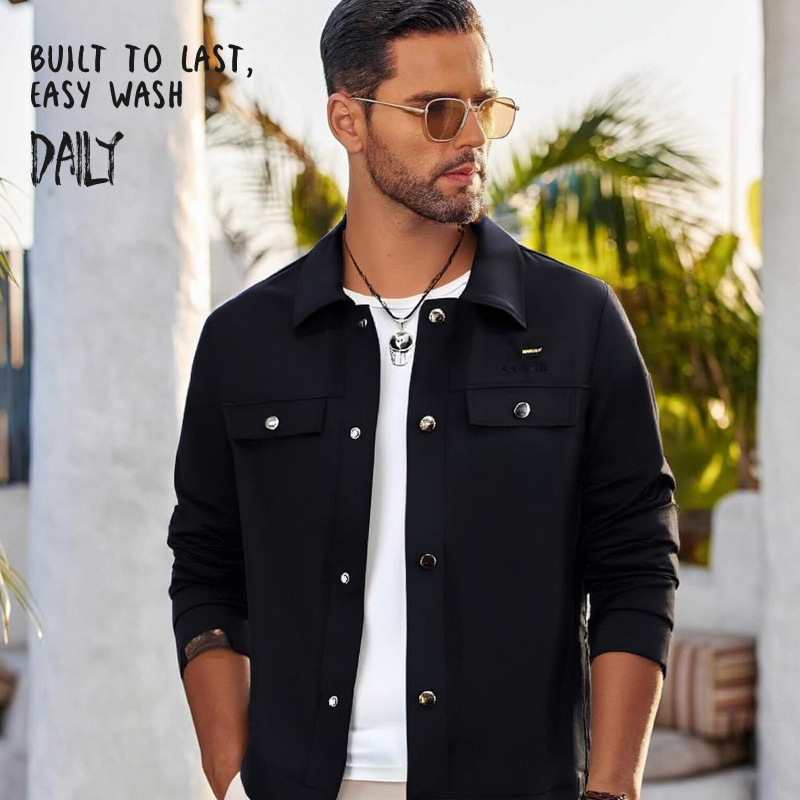 Men's Windproof Lightweight Button-Down Jacket