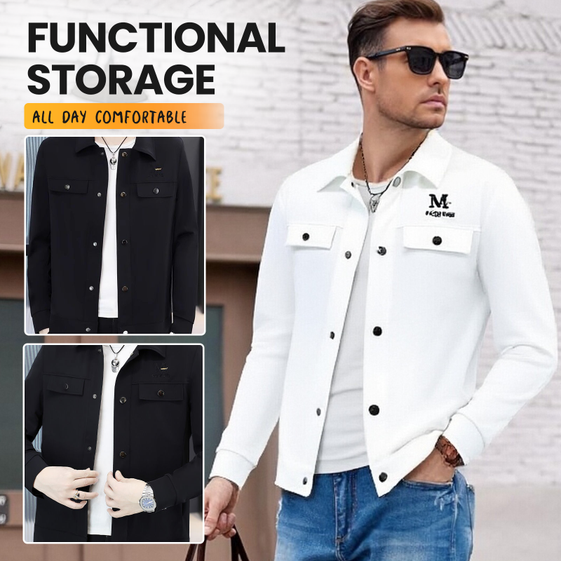 Men's Windproof Lightweight Button-Down Jacket