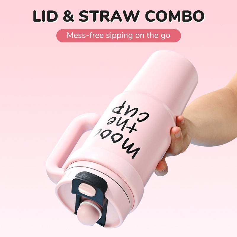 Portable Insulated Tumbler with Lid & Straw