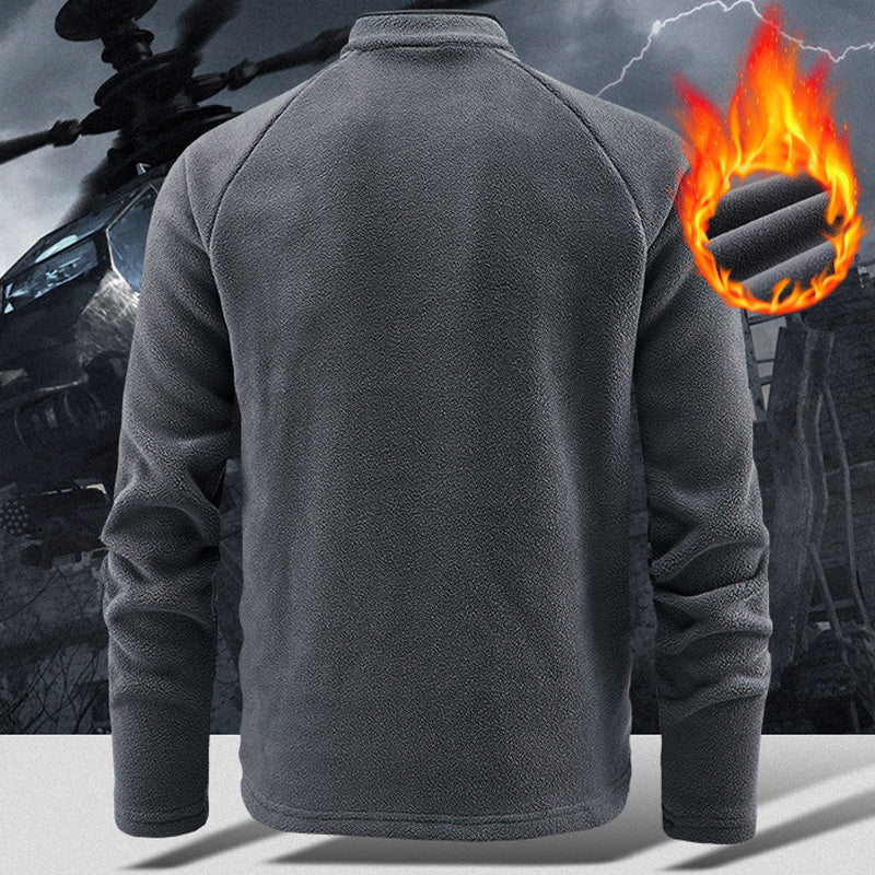 Men's Warm Solid Half Zip Long-Sleeve Tops