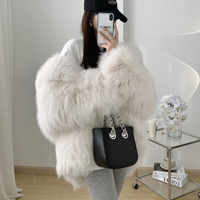 Loose, cozy, warm and washable hooded jacket for women