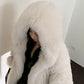 Loose, cozy, warm and washable hooded jacket for women