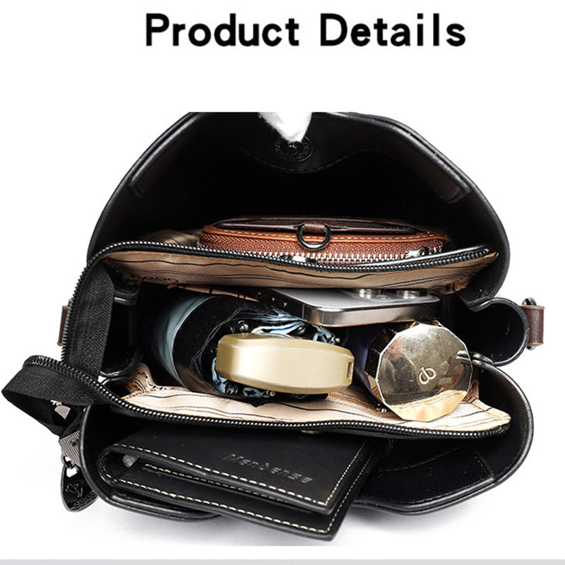 Women’s Elegance Leather Bucket Tote
