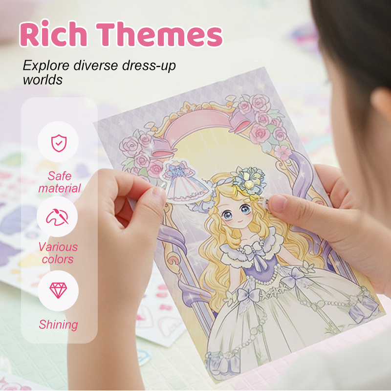 💕Charming Dress-Up Sticker Books for Girls