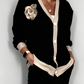 Women’s Casual V-Neck Top & High Waist Pants 2-Piece Set