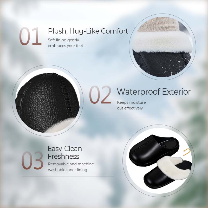 Fluffy Waterproof Warm Slippers With Removable Inner