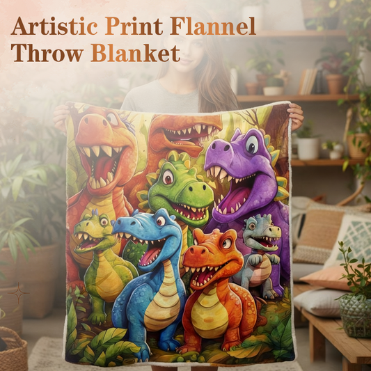 🎁Last Day 49% OFF🔥Cute Smiling Dinosaurs HD Digital Print Flannel🦖