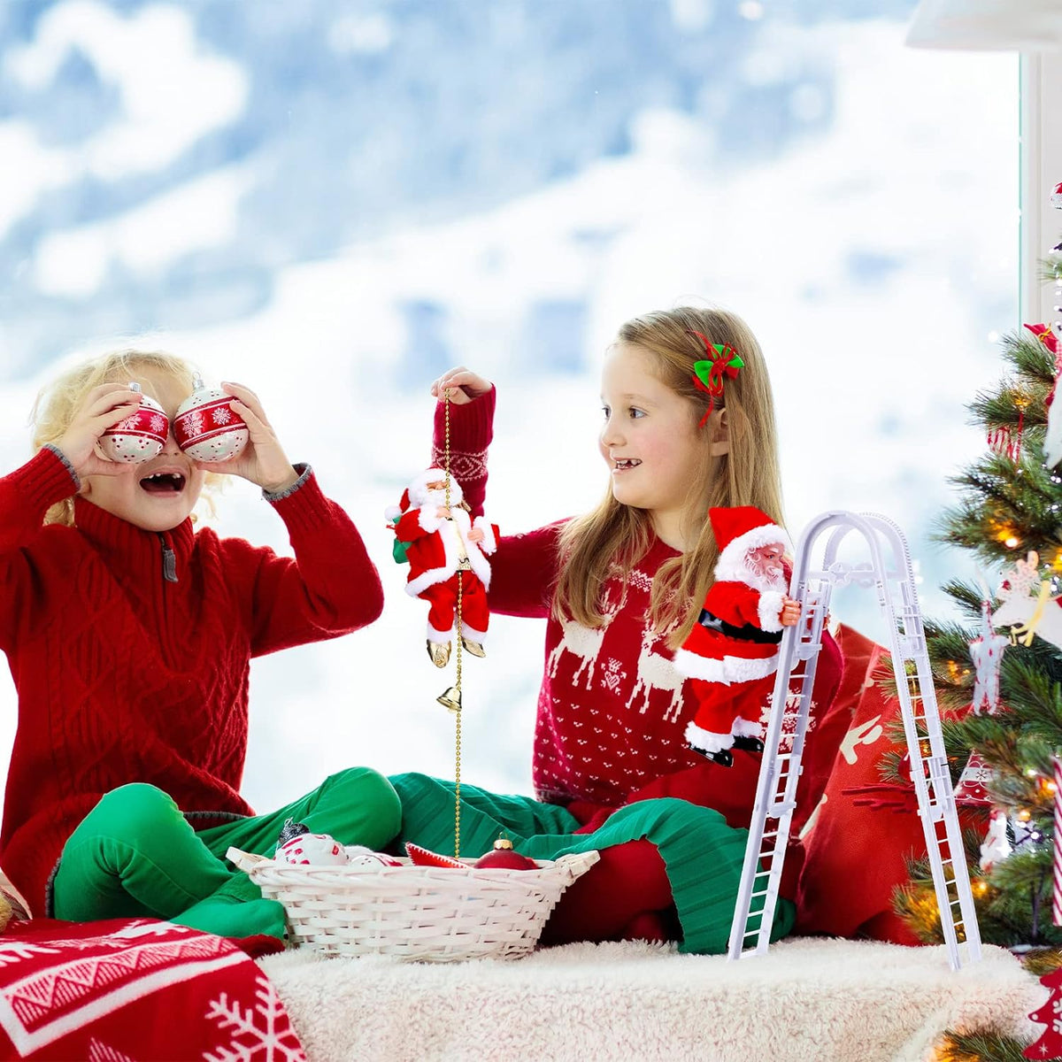 🎁Christmas Sale 50% OFF🎅Electric Fireplace Climbing Santa Claus Musical Toys🎄